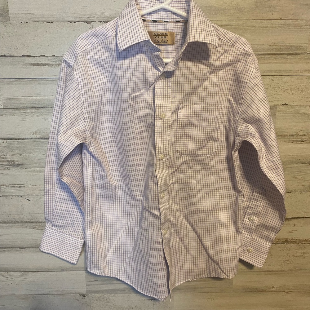 Class Club Purple and White Button Down Shirt Cotton